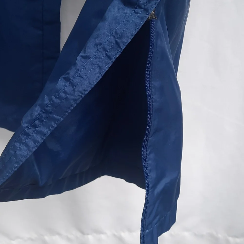 Nike Lined Windbreaker Pants Men Medium Navy Blue Warm-Ups Nylon Swoosh Zip Y2K